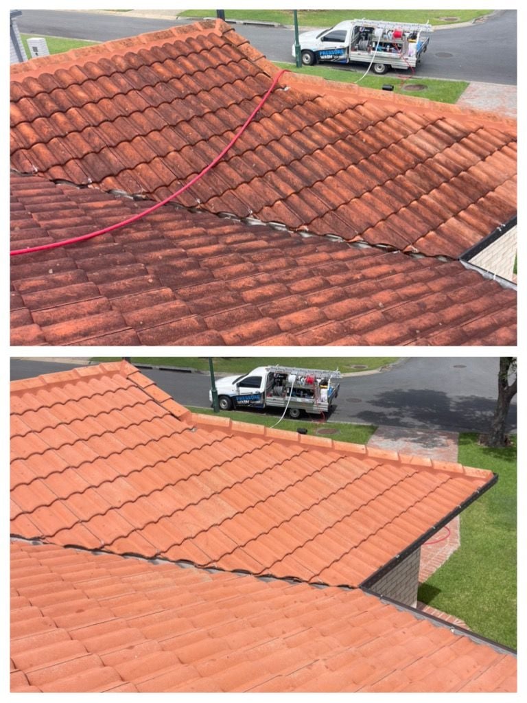 Pressure Wash Gold Coast using low pressure water to wash off the ecofriendly chemicals used in the soft wash process for house washing.