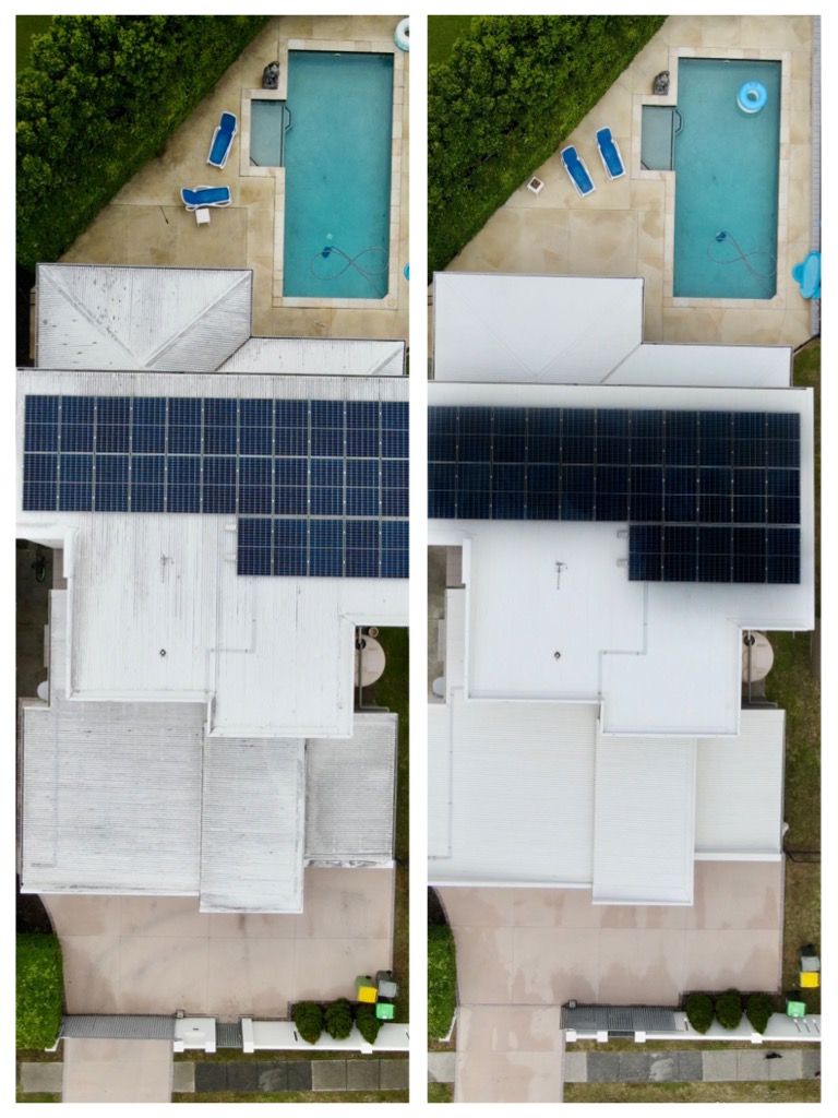 Roof wash completed in Broadbeach Waters Gold Coast using Soft washing to bring this roof back to life.